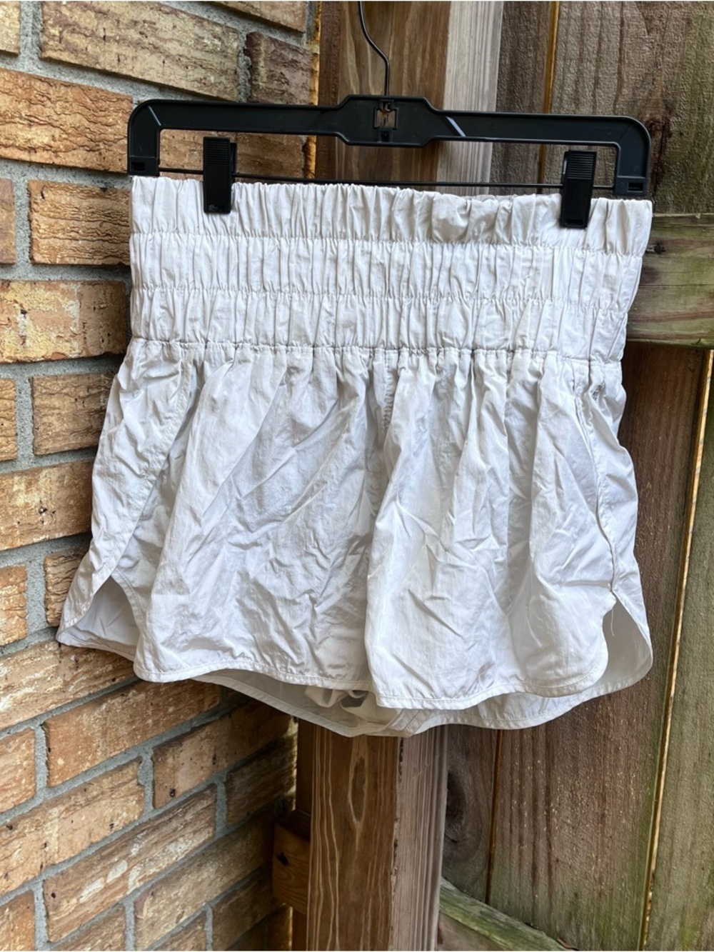 FP Movement by Free People Light Gray High-Waist Smocked Layered Shorts - Picture 1 of 4